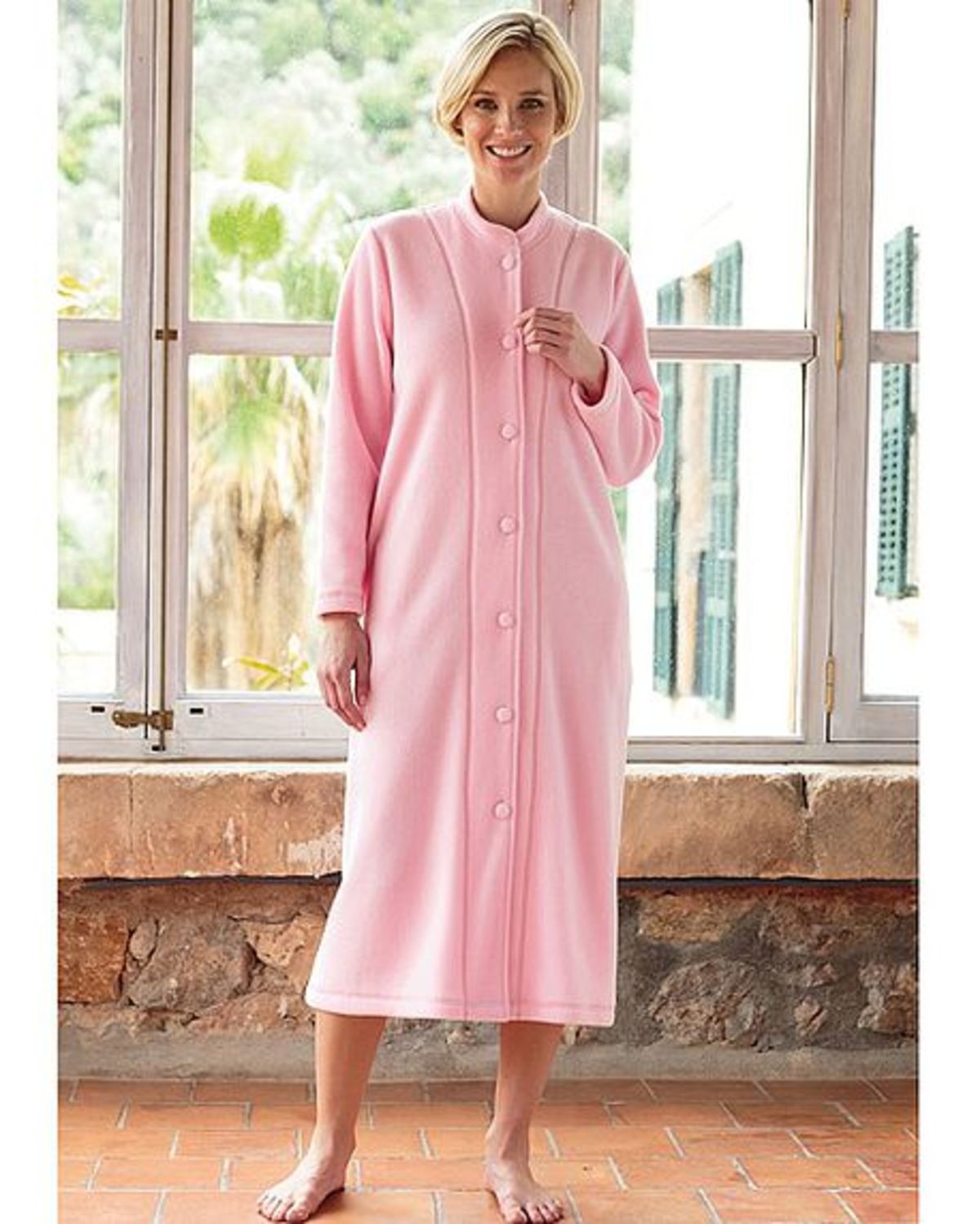 Ladies pink fleece robe. Fleece dressing gown ladies sizes S XL